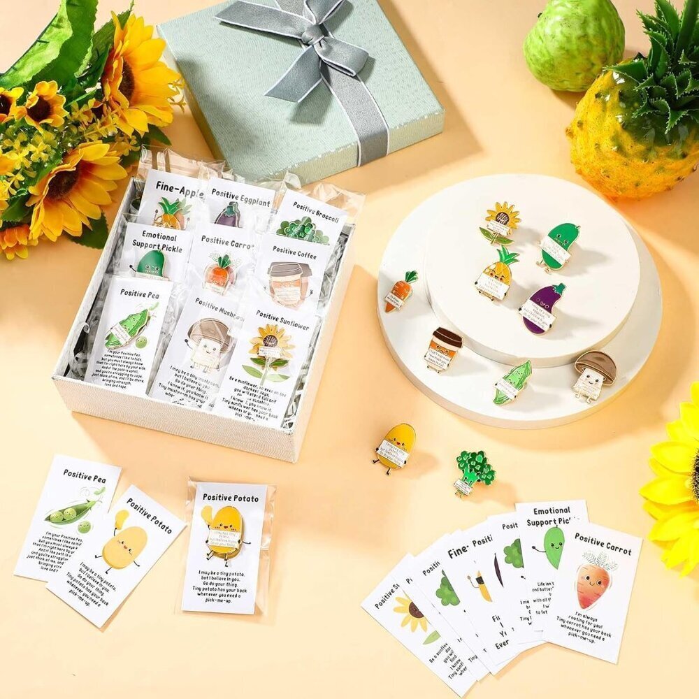Enamel Pins Bulk 40 Assorted Vegetable Fruits Inspirational Motivation Gift - Picture 4 of 6